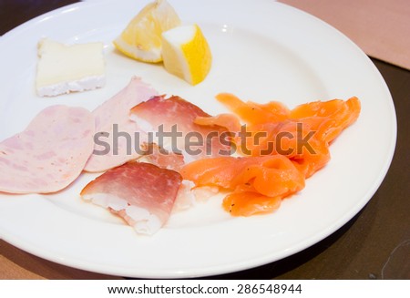 Cold Cuts with Smoked Ham and smoked salmon