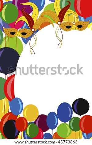 stock photo Illustration with balloons and masks for Carnival poster