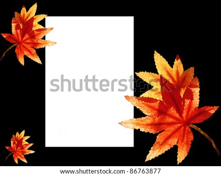Black and white rectangular background with orange maple leaves
