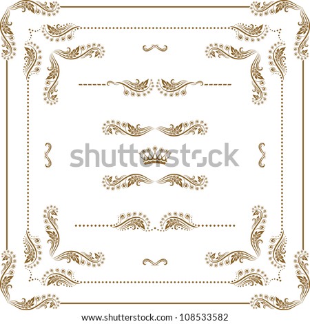 Vector set of decorative horizontal elements border and frame Page decoration. Vector set of decorative horizontal elements border and frame Page decoration.