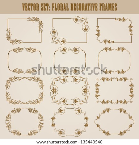 Vector set of decorative ornate frame with floral elements for invitations Page decoration Vector set of decorative ornate frame with floral elements for invitations Page decoration