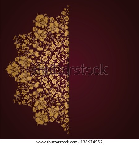 Elegant background with lace ornament and place for text. Floral elements, ornate background.