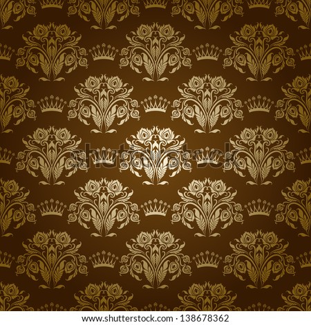 Damask seamless floral pattern. Royal wallpaper. Floral ornaments on a dark background.