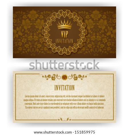 Elegant Template Luxury Invitation, Card With Lace Ornament, Place For Text. Floral Elements, Ornate Background. Vector Illustration Eps 10.