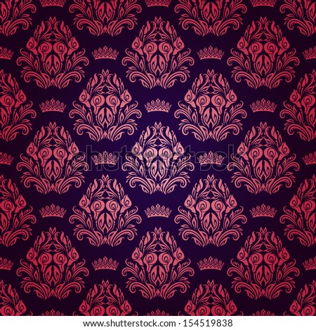 Damask seamless floral pattern. Royal wallpaper. Floral ornaments on a red background.
