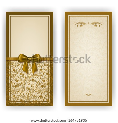 Elegant template luxury invitation card with lace ornament bow place for text Floral elements ornate background Elegant template luxury invitation card with lace ornament bow place for text Floral elements ornate background
