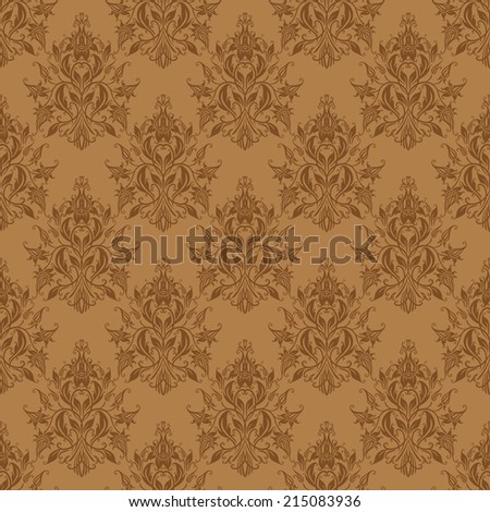 Damask seamless floral pattern. Royal wallpaper. Flowers on a beige background. Illustration.