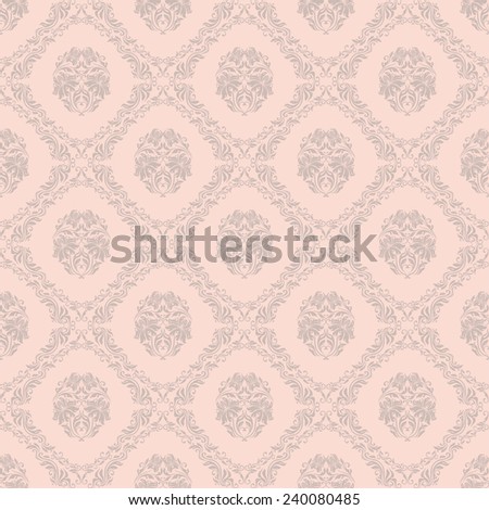 Damask seamless floral pattern. Royal wallpaper. Floral ornaments on a beige background. Illustration.