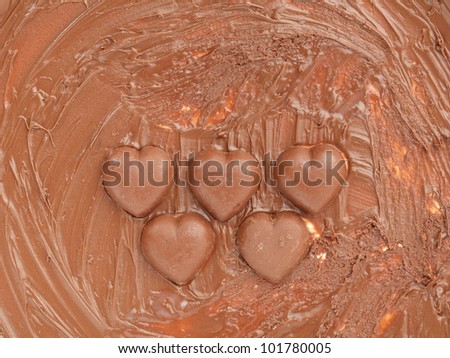 chocolate heart on chocolate background