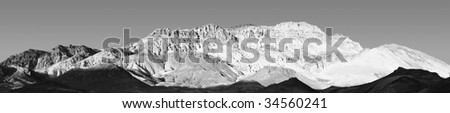 Panoramic Stitch Infrared: Mountain And Grassland Scrub At Artist\'s Drive In Death Valley National Park California USA