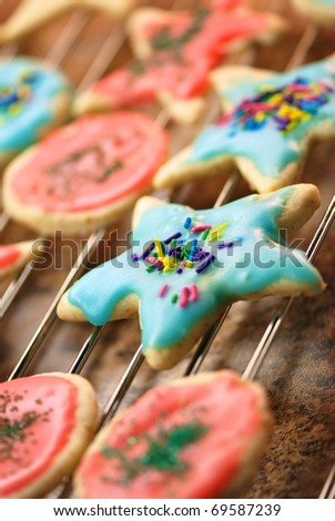 Sugar cookies on a rack - soft focus