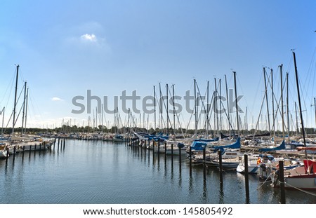 Small sailboats in a harbor