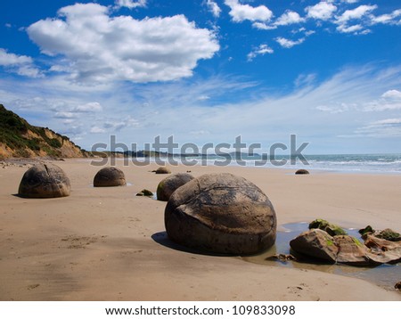 Strange geological phenomena at a sunny beach