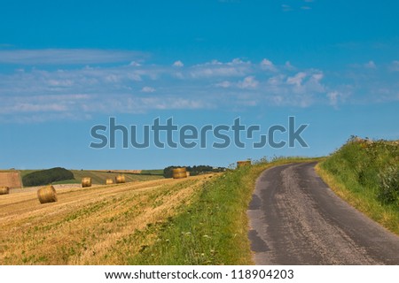 Countryside Road through a Rural area in France, Europe