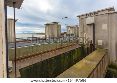 Locking Chamber in Afsluitdijk as part of Dutch Delta Works Water Management Security System