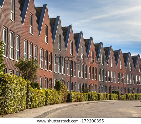 Modern Street with Terraced Real Estate for Families in the Netherlands