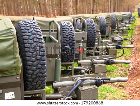 Row of Military Trailers ready for the Next Mission