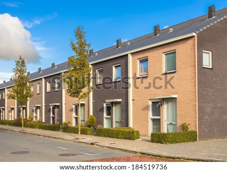 Street of Modern Family Houses in Europe