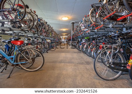 Public Bicycle parking Groningen central station. The city of Groningen has been voted \
