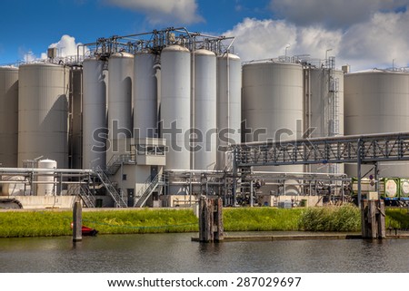Medium sized strategic industrial Tank Storage area with docking facility in a harbor in the Netherlands