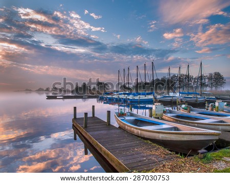 Marina with rental boats  in the early morning