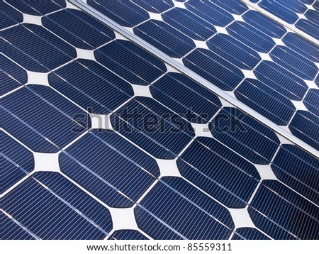 detail of a solar cell panel on a beautiful sunny day