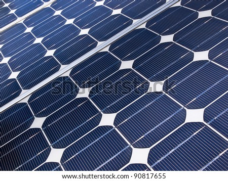 detail of a solar cell panel on a beautiful sunny day