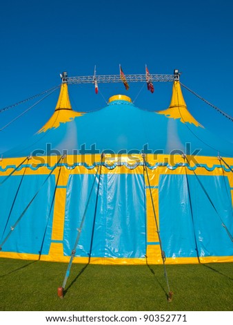 Blue and yellow big top circus tent portrait