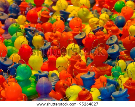 Background of rubber ducks fishing game on an arcade
