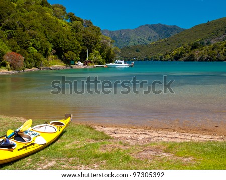 Kayaking is a popular sport in Marlborough sounds, New Zealand