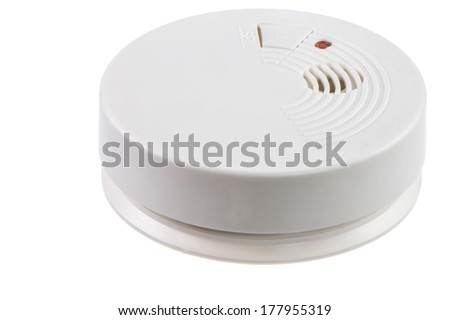 Fire safety with a smoke detector (isolated on white)