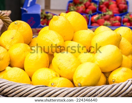 Healthy lemons at the market