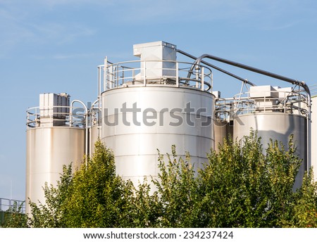 Storage tanks of a chemical plant