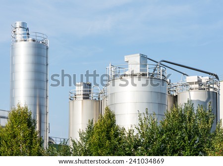 Storage tanks of a chemical plant