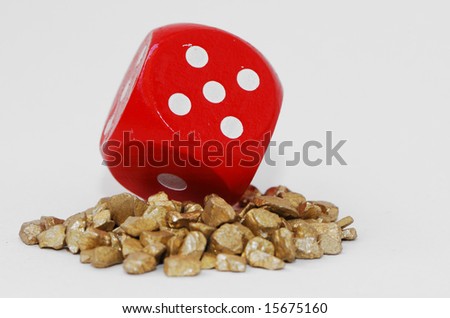 Gambling with a red rolling dice