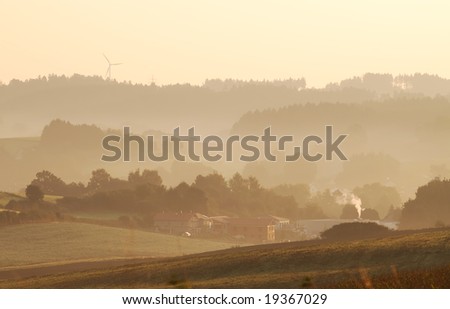 Landscape in the morning sun (Bavaria, Germany)