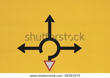 Signpost for the directions in a traffic circle