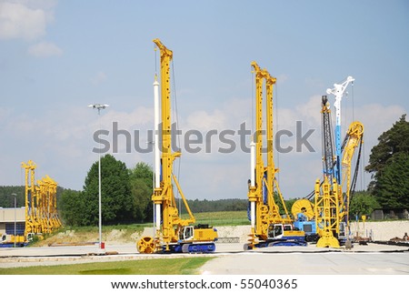 Construction site with a drilling rig