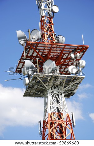 Telecommunication equipment on a television tower
