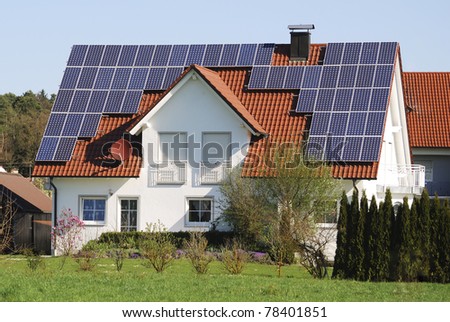 Residential house with photovoltaic installation
