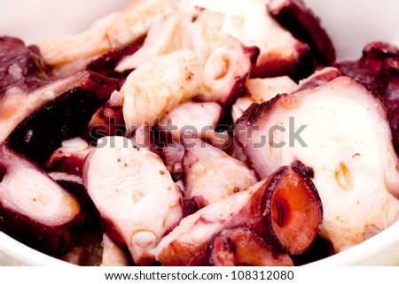 Octopus boiled in slices