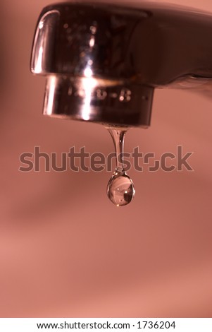Water faucet with drop of water