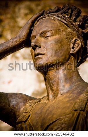 Expressive womanly statue on the Roman theater from Merida