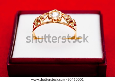 Fantastic gold ring adorned with several white zirconia