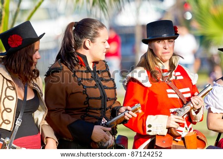 SAN FERNANDO, SPAIN - SEP 24: Actors take part in the historical military reenacting of the oath of the Spanish constitution of 1812 on Sep 24, 2011 in San Fernando, Spain