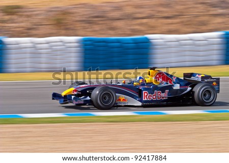 JEREZ DE LA FRONTERA, SPAIN - JUN 22: David Coulthard of Red Bull Racing races on training session on  June 22 , 2005, in Jerez de la Frontera , Spain