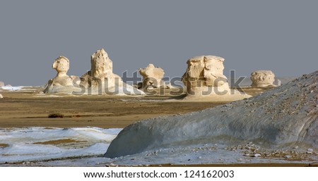 the white desert with rock formation in Egypt