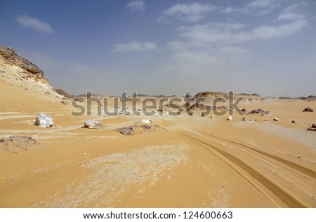 the Libyan Desert in Egypt with earth road