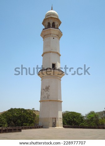 tower at the Bibi Ka Maqbara (Tomb of the Lady) in the state Maharashtra located in India