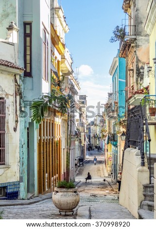 urban street scenery seen in Havana, the capital city of Cuba